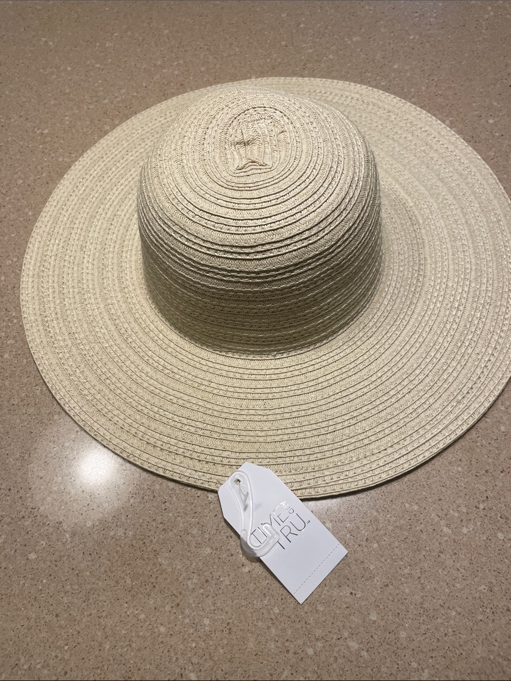 Time and Tru Wide Brim Straw Sunhat - Cream